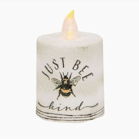 NEW! SET OF TWO Just BEE Kind Small Pillar Battery Operated Timer Candle - Picture 1 of 1